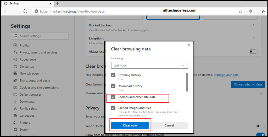 How to Clear Cookies in Microsoft Edge