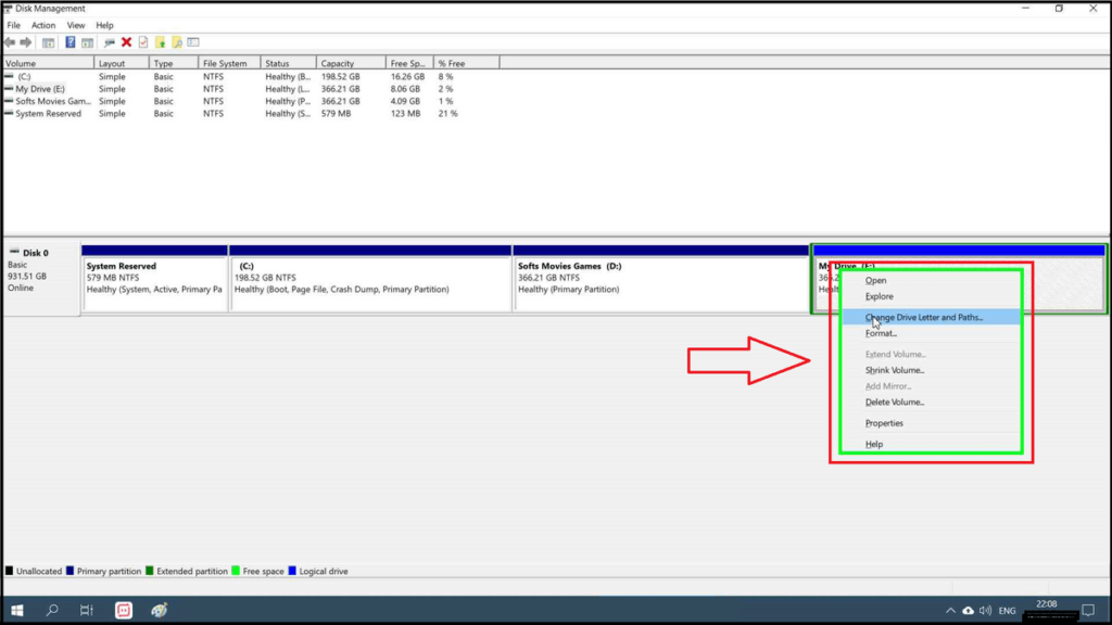 Change Drive Letter on Windows