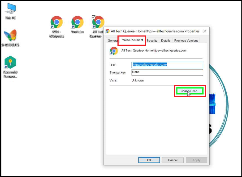 How to Create a Desktop Shortcut to a Website, Change Shortcut Icon