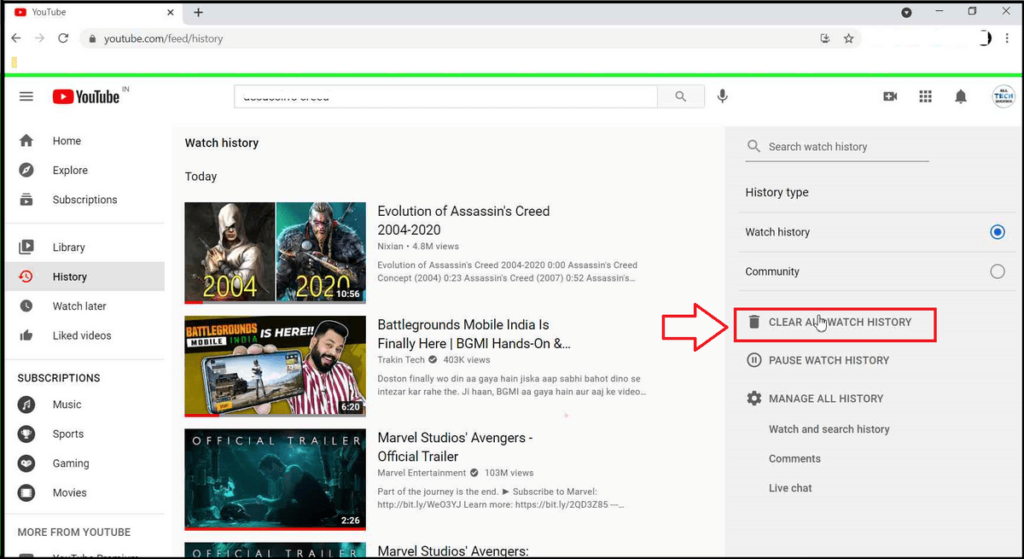 How to Delete YouTube History in PC and Mobile Do you want to know How to Delete YouTube History and Search History? You are at the right place. YouTube is the most popular video streaming website on the Internet, which is used by nearly 2 billion users all over the world. When a user logs into YouTube, it stores all the previously watched videos and searched terms in the YouTube History. This feature help users to research or rewatch a video conveniently. However, some users don't like to store their watch history or search history on their devices for various reasons. Therefore, YouTube also allows its users to clear YouTube history. Although it is not difficult to delete YouTube history, some users couldn't find the option easily. Hence, here is a step-by-step guide on How to Delete YouTube History & Search History on both PC and Mobile. How to Delete YouTube History on PC: On the home page of YouTube, you will find a burger menu in the upper left corner. (As you can see in the image). Now, click on History. Here you can remove videos individually by clicking on the cross button. Or, you can click on the Clear All Watch History option and click on Clear Watch History. As you can see, all the videos in the History are deleted. To Delete YouTube Search History as well, follow the below tutorial. How to Delete YouTube Search History on PC: In the History menu, click on Manage All History option. It will open up Google My Activity tab. You can remove the YouTube Search History one by one by using the cross button. Or click on the Delete button to delete the complete search history. Moreover, you can choose to delete last hour History, last day History, or all-time History. How to Delete YouTube History on Android or iPhone: After you open the YouTube app on your mobile, click on your profile picture on the upper-right edge, and click on Settings to open Account Settings. Next, click on the History and Privacy settings. Here you can clear both YouTube Search History and Watch History. YouTube Incognito Mode: YouTube cares about the privacy of its users. Therefore, it provided an Incognito Mode, which allows the users to watch videos anonymously. When you turn on the Incognito Mode, YouTube doesn't store the Search History and Watch History. How to use YouTube Incognito Mode: If you are using YouTube on a PC, you need to open the browser's incognito mode and use YouTube.com. On the other hand, if you are using the YouTube app on mobile, you need to click on the Profile pic to open Account Settings and select Turn On Incognito mode. YouTube History feature helps you rewatch the videos and monitor your kids' activities. But sometimes, you might need to clear the Watch and Search History. In such cases, this article on How to Delete YouTube History in PC and Mobile will be helpful.