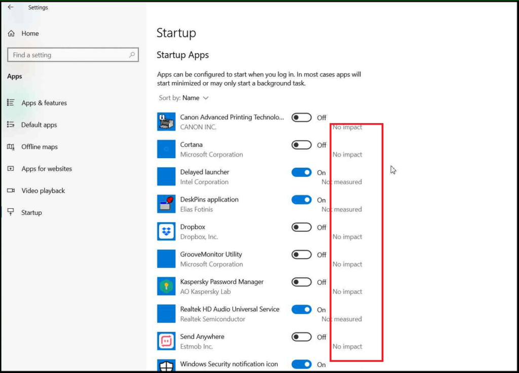 Startup Program Settings