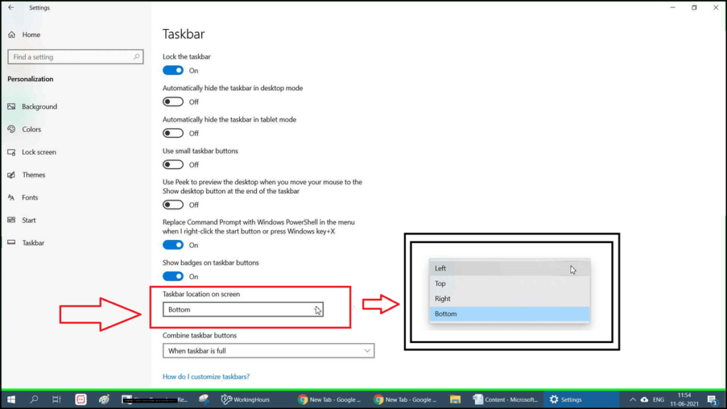 Taskbar Bottom Top Left or Right