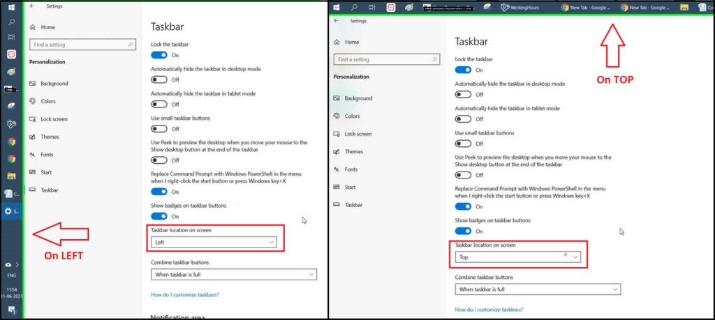 Taskbar on Left and Top