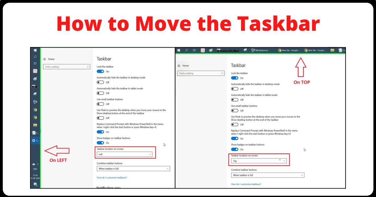 How to move Taskbar to bottom in Windows 10