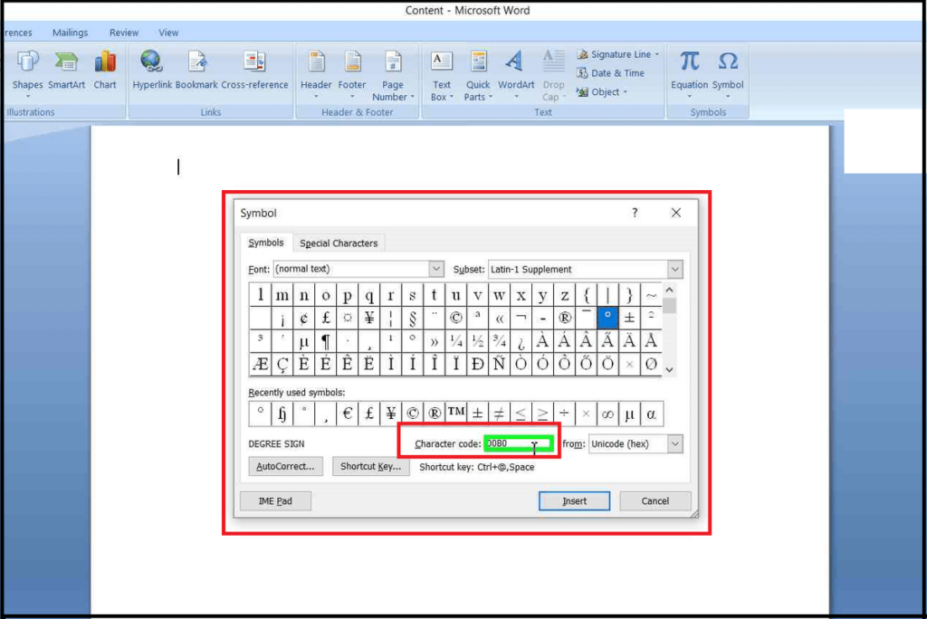 How to Type Degree Symbol in Word, How to Insert Degree Symbol in Word, Keyboard Shortcut for Degree Symbol, Degree Symbol Shortcut