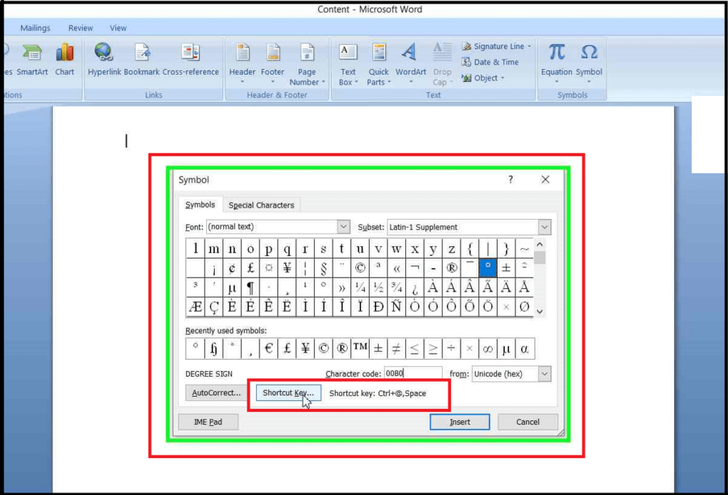 How to Type Degree Symbol in Word, How to Insert Degree Symbol in Word, Keyboard Shortcut for Degree Symbol, Degree Symbol Shortcut