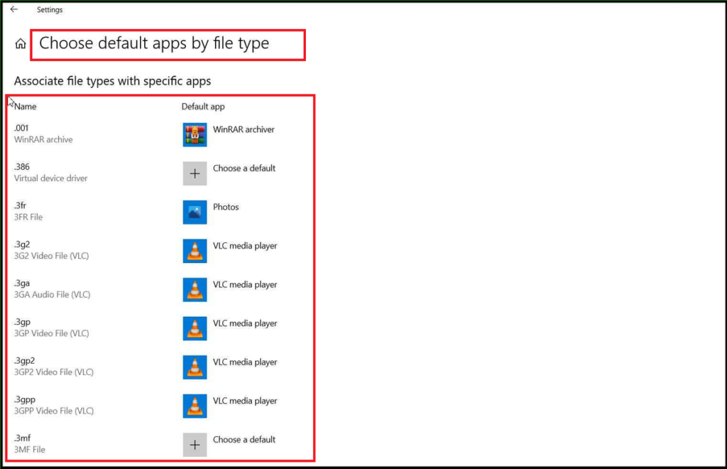 List of Default Apps