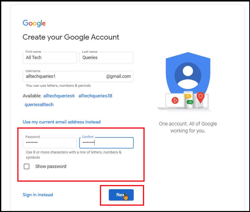 create a new Gmail account by mobile number, create a new Gmail account, create Gmail account