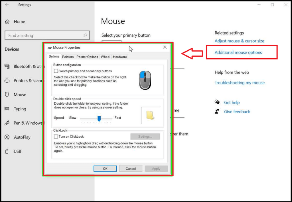 Additional Mouse Settings