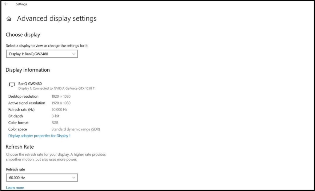 Advanced Display Settings