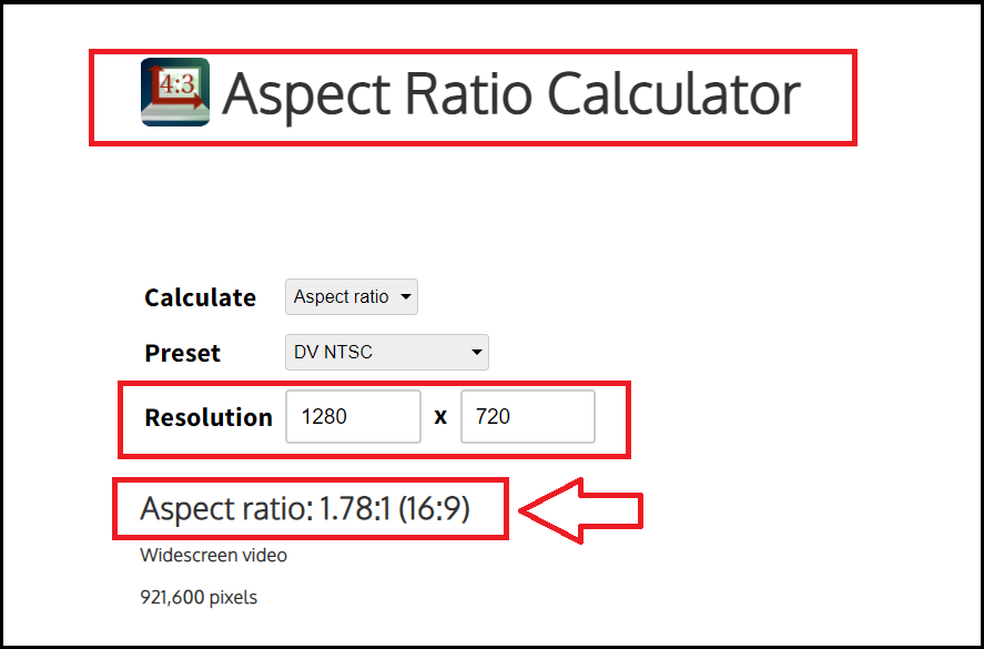 Aspect Ratio Calculator