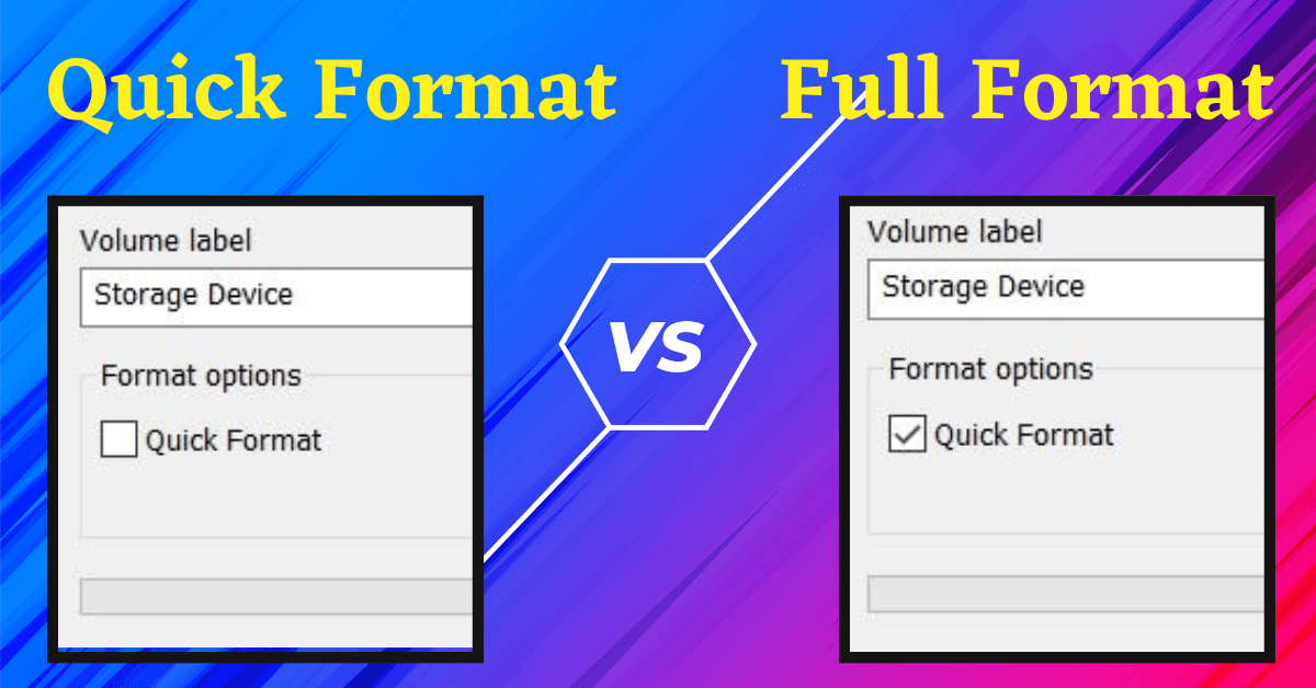 quick format vs full format, difference between quick format and full format, windows quick format vs full, quick format vs format