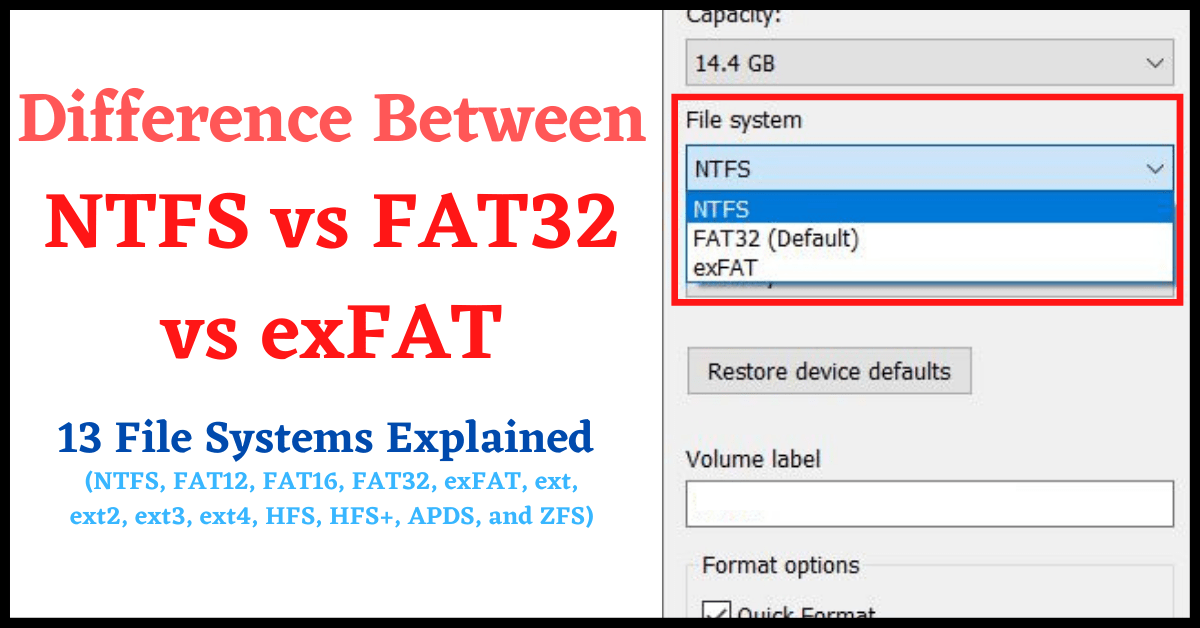 ntfs vs fat, difference between ntfs and fat, fat vs ntfs, fat vs exfat vs ntfs, File System