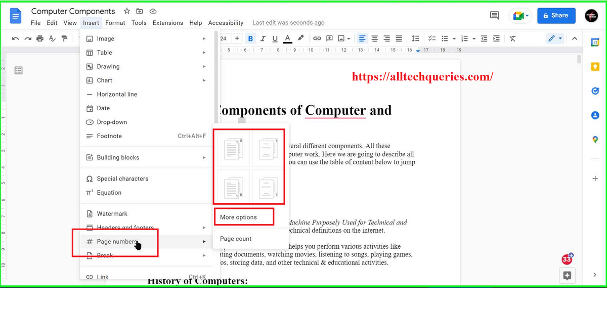 how to add page numbers in google docs, how to add page number in google docs, add page numbers in google docs