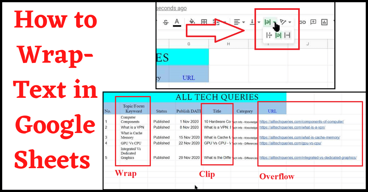 how to wrap text in google sheets