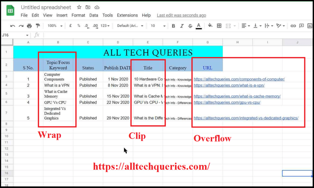 how to wrap text in google sheets