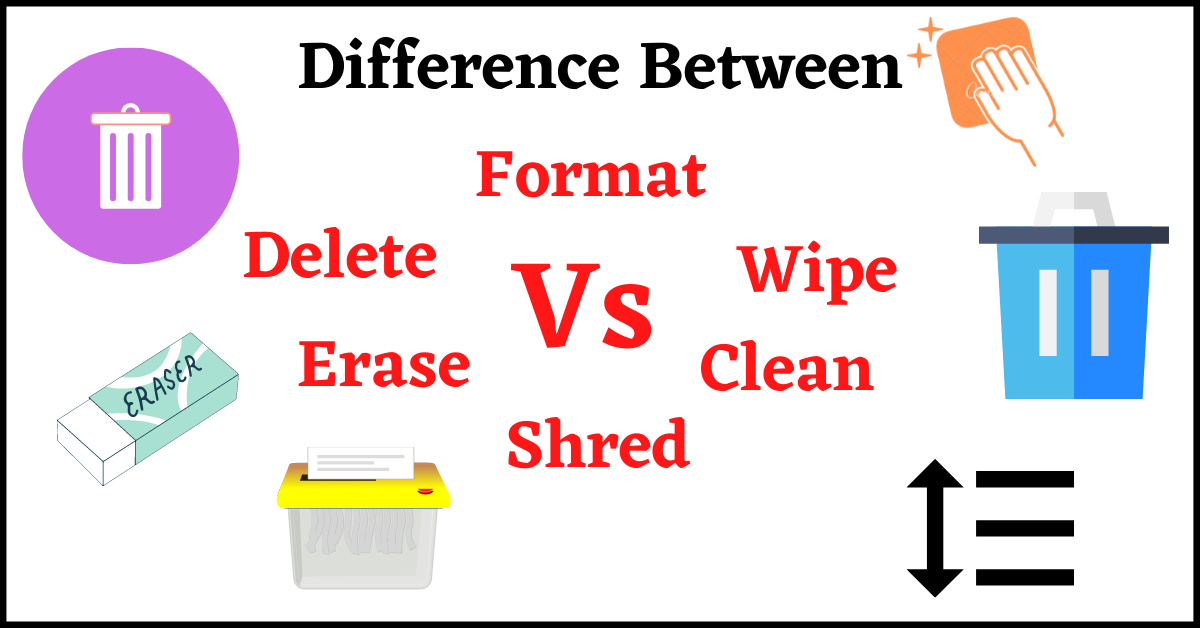 Delete Vs Shred Vs Erase Vs Wipe, Erase Vs Wipe, Delete Vs Format