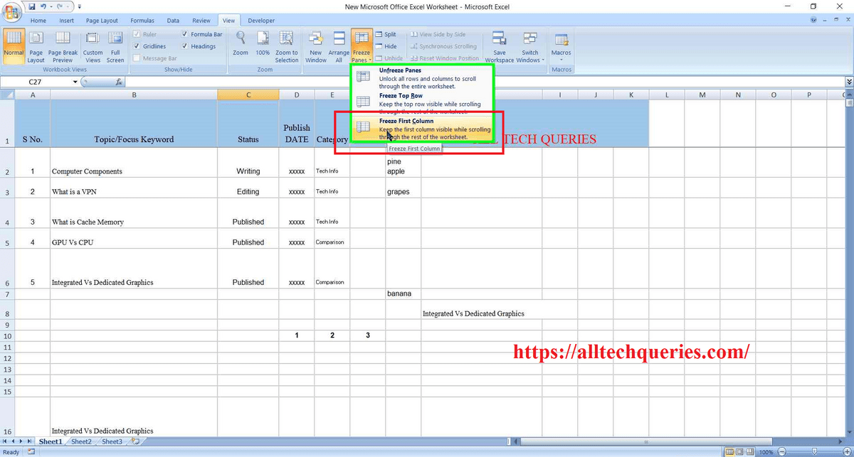 how to freeze top row and first column in excel, excel freeze top row and first column, how to freeze top row in excel, how to freeze first column in excel